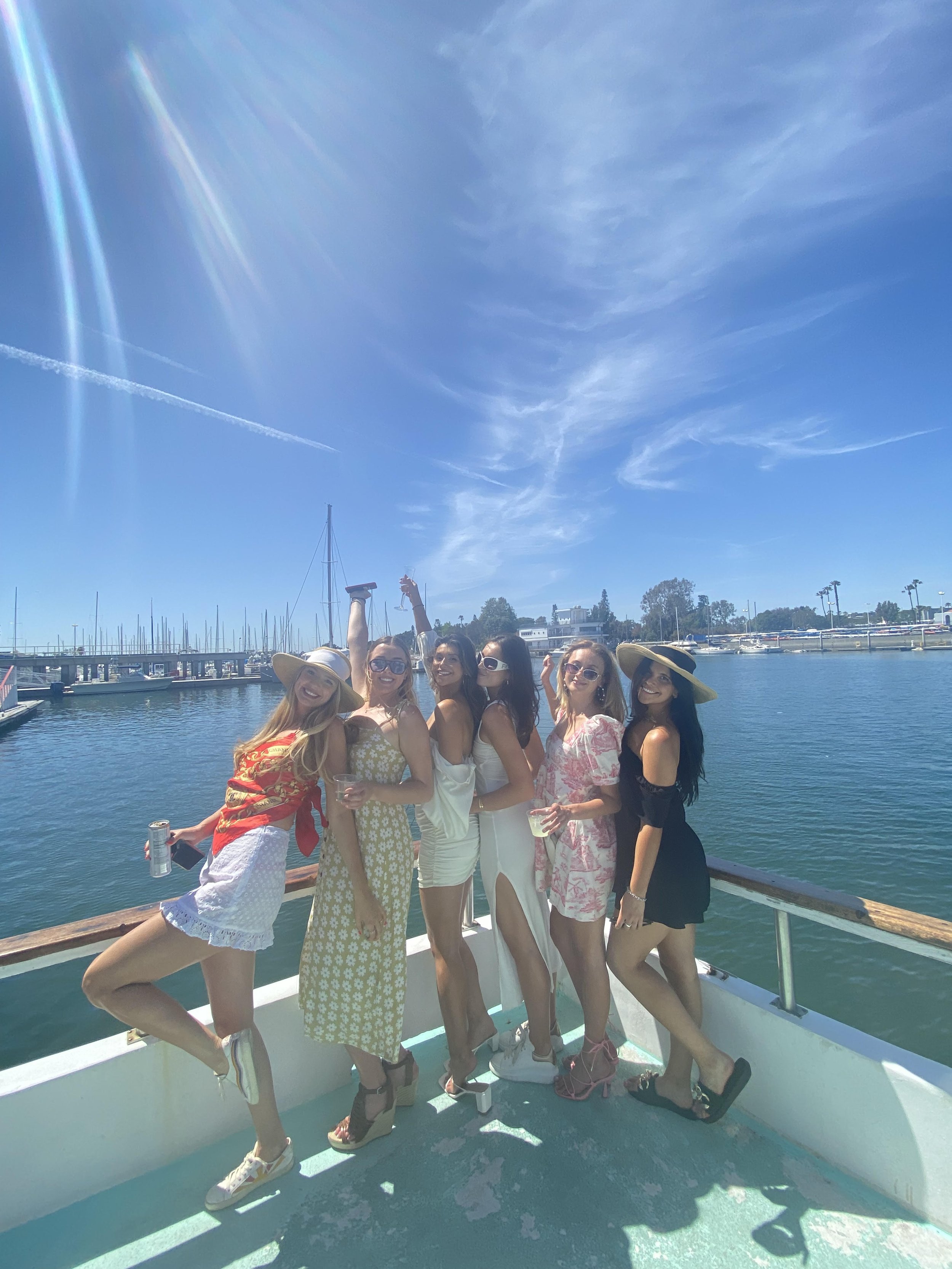 Guests posing on Sea Trek during a private charter in Marina del Rey harbor
