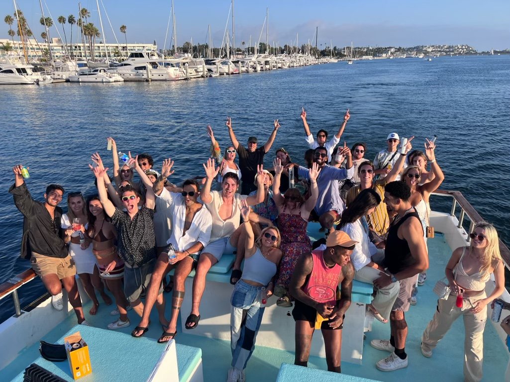 Large group enjoying Sea Trek on a private Marina del Rey celebration cruise