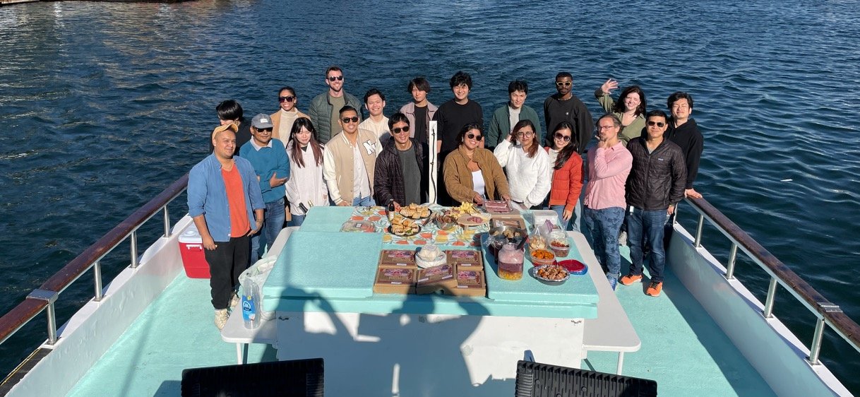 Guests with food and refreshments on Sea Trek during a private charter
