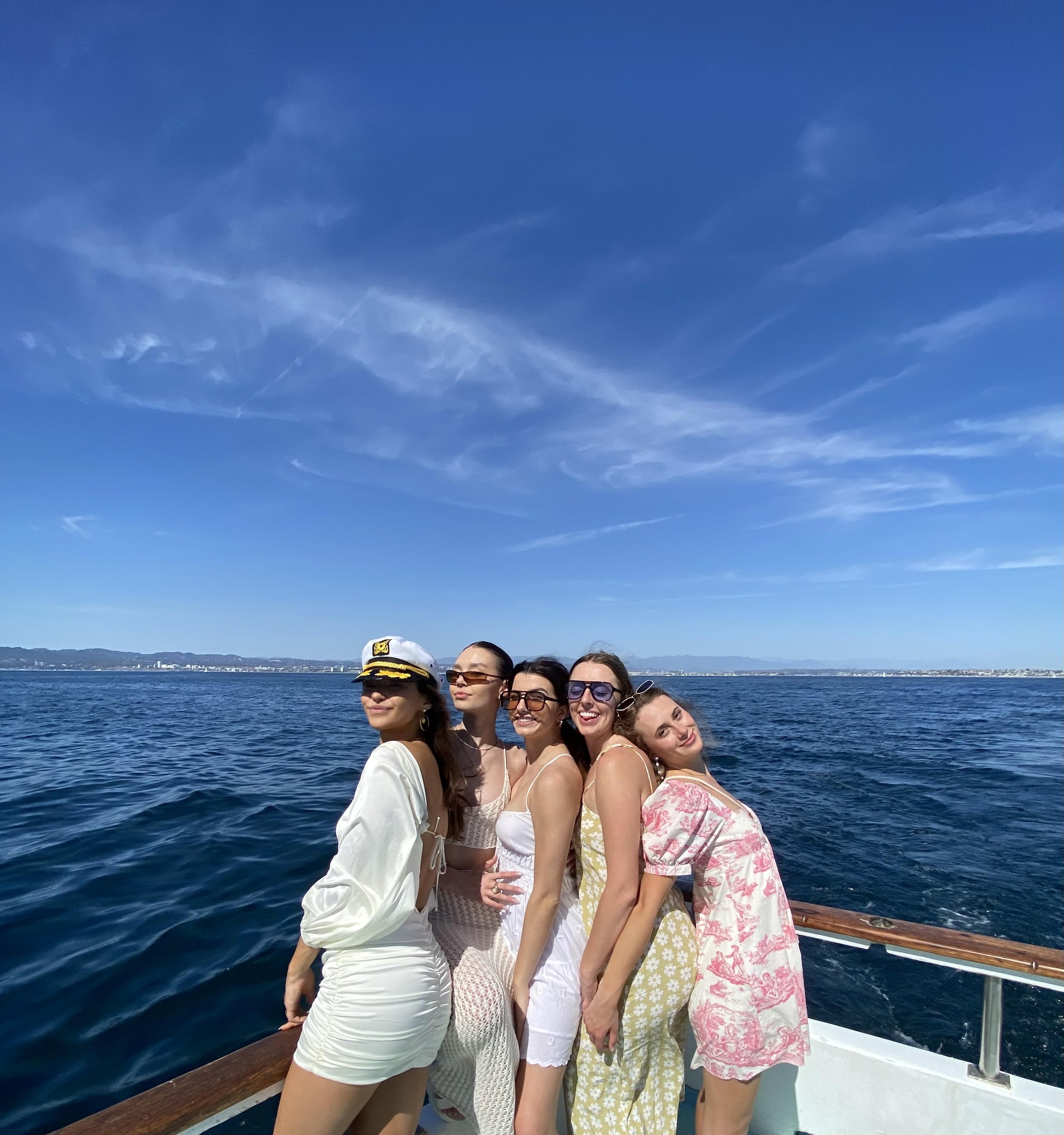 Guests posing on Sea Trek during a private charter off the Los Angeles coast