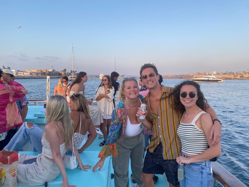 Guests posing on Sea Trek during a private Marina del Rey sunset charter